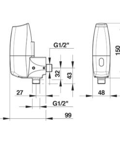 Alternative view of ROBINET URINOIR SENSAO 8400 N ELECTRO ALIMENTATION EN EQUERRE 55371 PRESTO