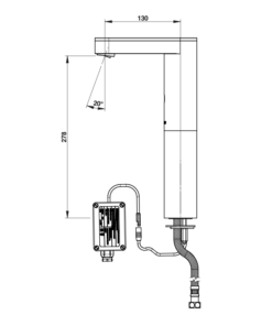 Alternative view of ROBINET LAVABO GRANDE HAUTEUR SO'O ELECTRONIQUE EAU FROIDE ALIMENTATION PAR TRANSFO 56235 PRESTO