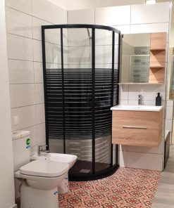 CABINE DOUCHE QUART DE ROND 80X80X190 BERLIN LINE ZEBRA PROF.NOIR VIT 6MM