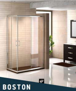 CABINE DE DOUCHE RECT. 90X120X195 BOSTON 2FIXES+2PORTES COULIS. CHR VIT 6MM