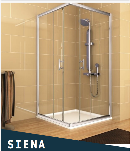 CABINE DE DOUCHE RECT. 90X120X190 SIENA 2FIXES+2PORTES COULIS. CHR VIT 6MM