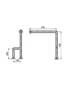 Alternative view of BARRE D'APPUI 3 POINTS INOX MAT SOL/MUR PMR PRESTO REF. 88145