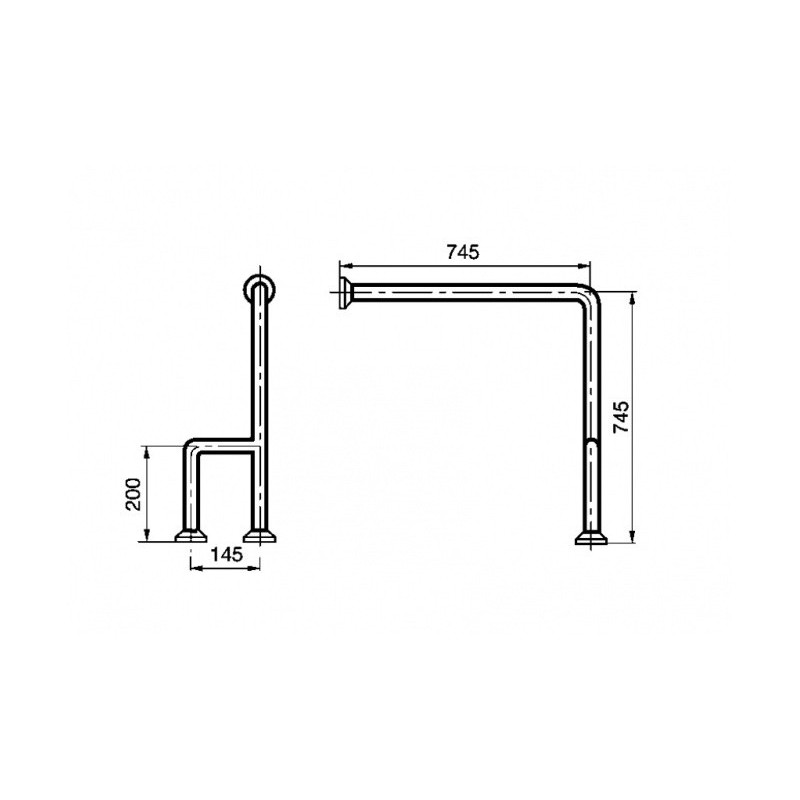 BARRE D'APPUI MURAL INOX MAT MUR PMR PRESTO REF 88135 – Image 2