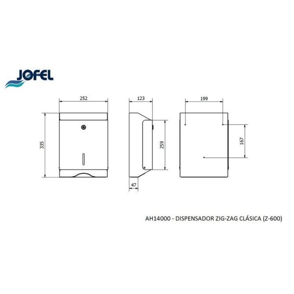 DISTRIBUTEUR PAPIER ZIG-ZAG INOX SATINE 600f JOFEL REF JAH14200 – Image 2