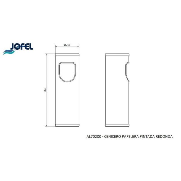 POUBELLE CENDRIER RONDE EPOXY BLANC 25L REF: AL70200 JOFEL – Image 2