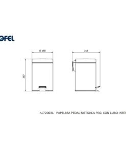 Alternative view of POUBELLE A PEDALE 3 LITRES INOX REF : AL72003C JOFEL