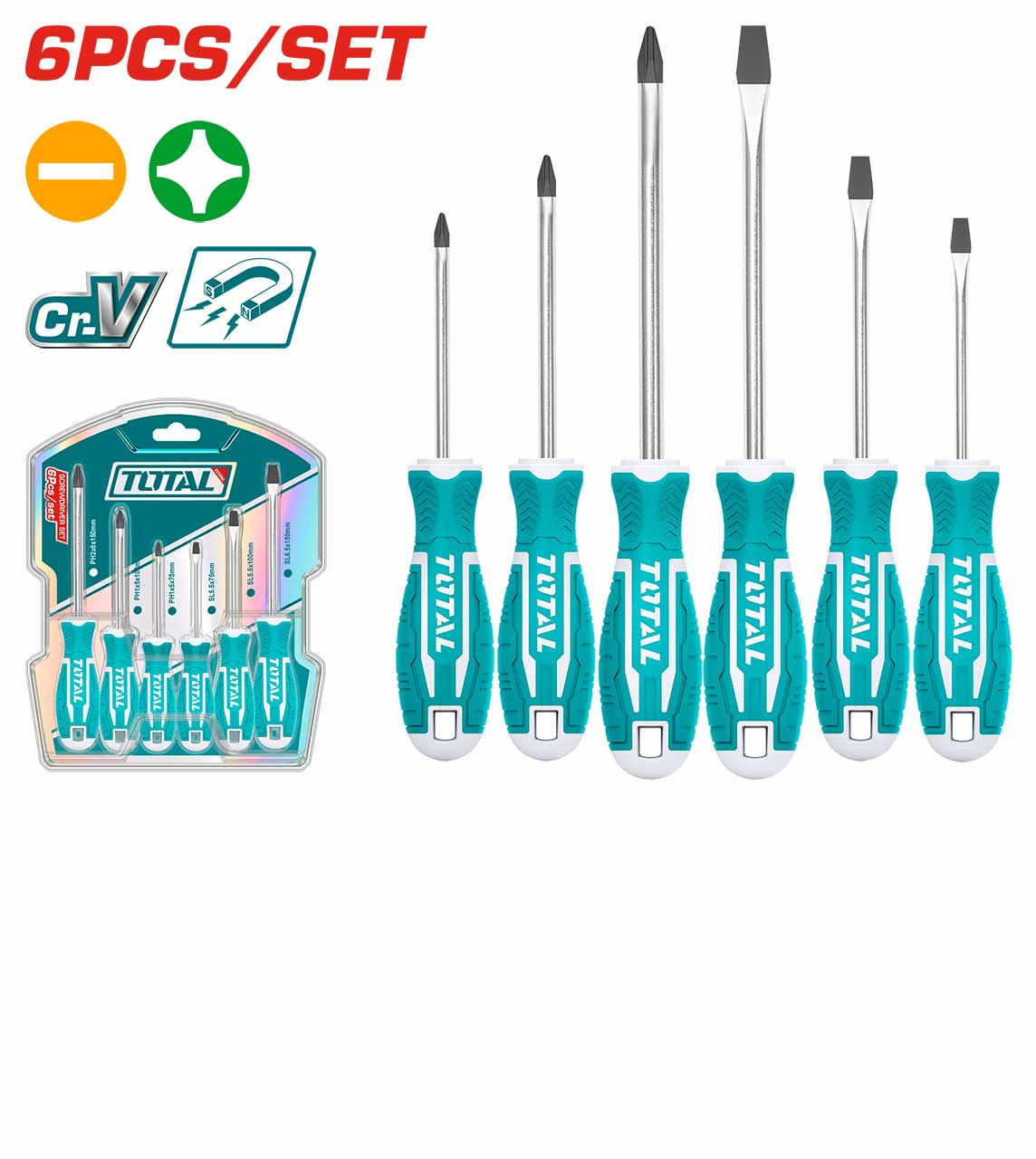 ENSEMBLE DE 6 TOURNEVIS HAUTE PERFORMANCE TOTAL THT250606