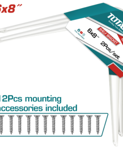 EQUERRES POUR ETAGERE EN METAL 2 PCS BLANC 15X20 CM TOTAL TSB10608