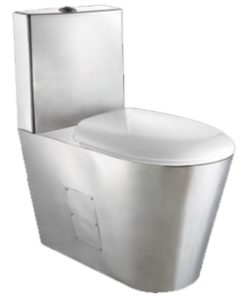 TOILETTE MONOBLOQUE EN ACIER INOXYDABLE AISI 304 SATINE AVEC ABATTANT ABS