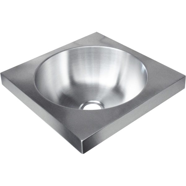 LAVE MAIN MURAL CARRE  EN ACIER INOXYDABLE SATINE