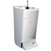LAVE-MAINS AVEC COUVERCLE FRONTAL ET BOUTON-POUSSOIR À UNE EAU. ACIER INOXYDABLE. FINITION SATINÉE.