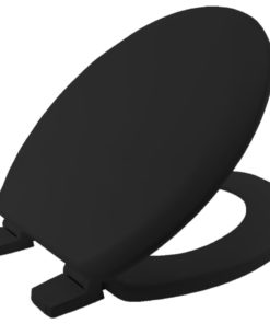 ABATTANT WC NOIR AVEC COUVERCLE AVC CHARNIERE EN PLASTIQUE A REGLAGE UNIVERSEL , BOIS PRESSE